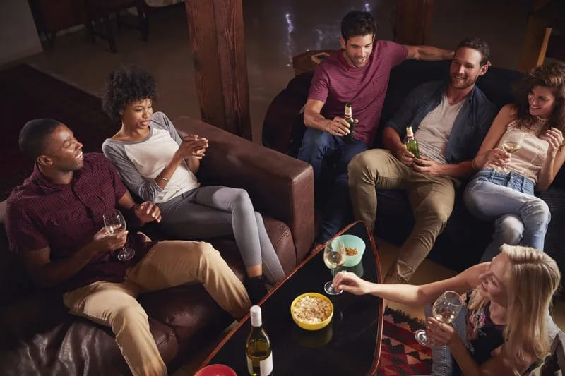 Friends gathering and talking image