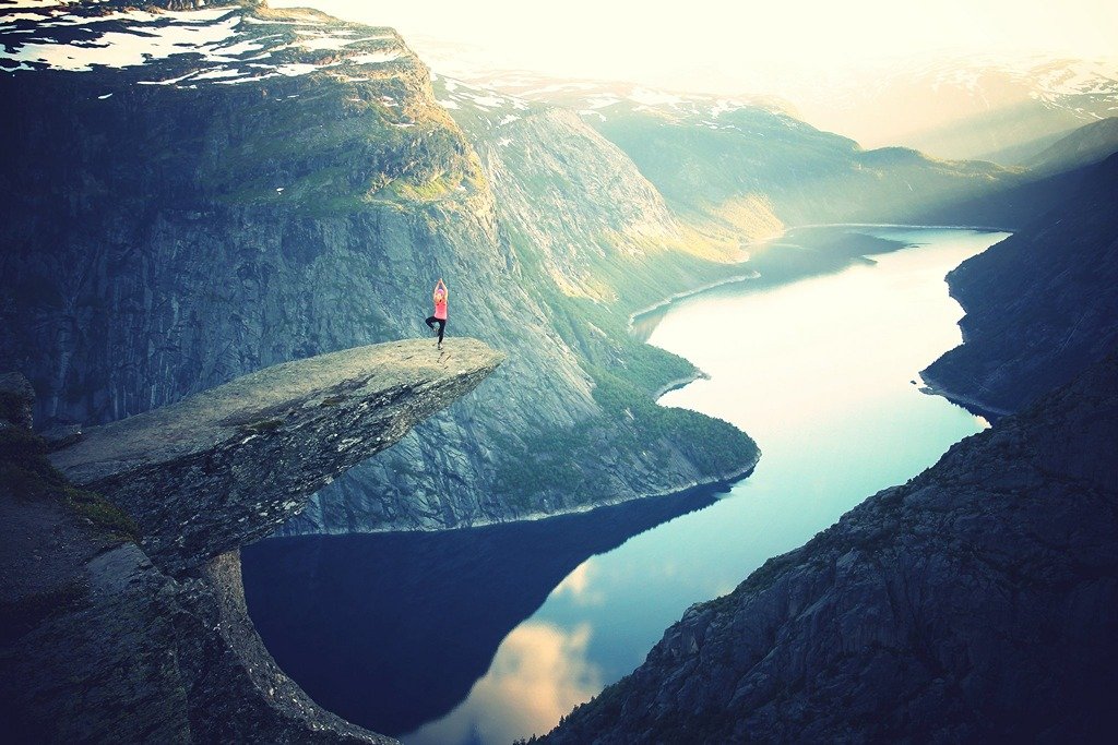 Yoga on a mountain